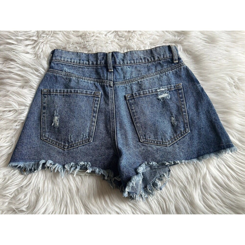 Forever 21 Blue Jean Concert Shorts Womens 30 Mid Rise Slim Fit Jorts Daisy - Picture 8 of 8